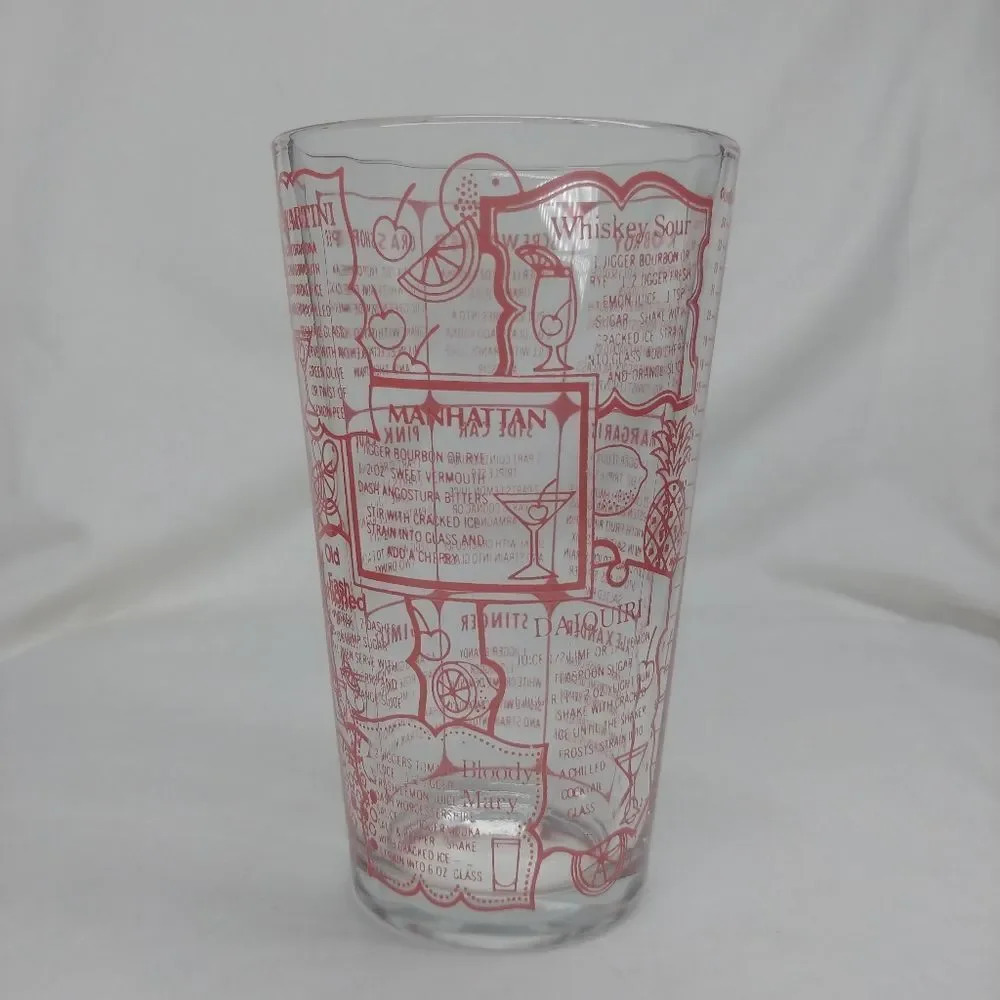 Vintage Irvinware Bartender's Mixing Glass with Recipes and Measurements 24oz